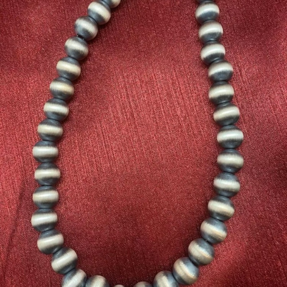 Sterling Silver 11 mm Bead Necklace - Picture 7 of 10
